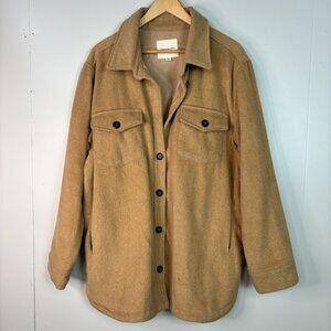 Thread & Supply Shacket XL Camel Tan Button-Front Pockets Shirt Jacket Fleece
